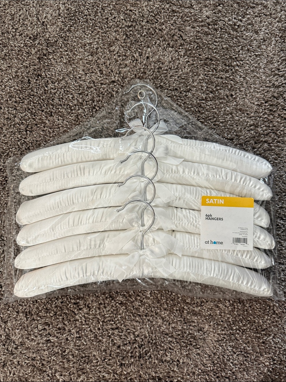 At Home Satin Padded Hangers - White, 6 Pack